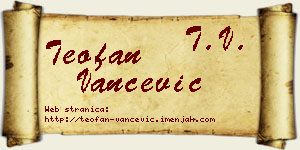 Teofan Vančević vizit kartica